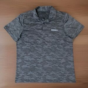 NoBull Polo Shirt Mens Large Gray Camo Short Sleeve Performance CrossFit